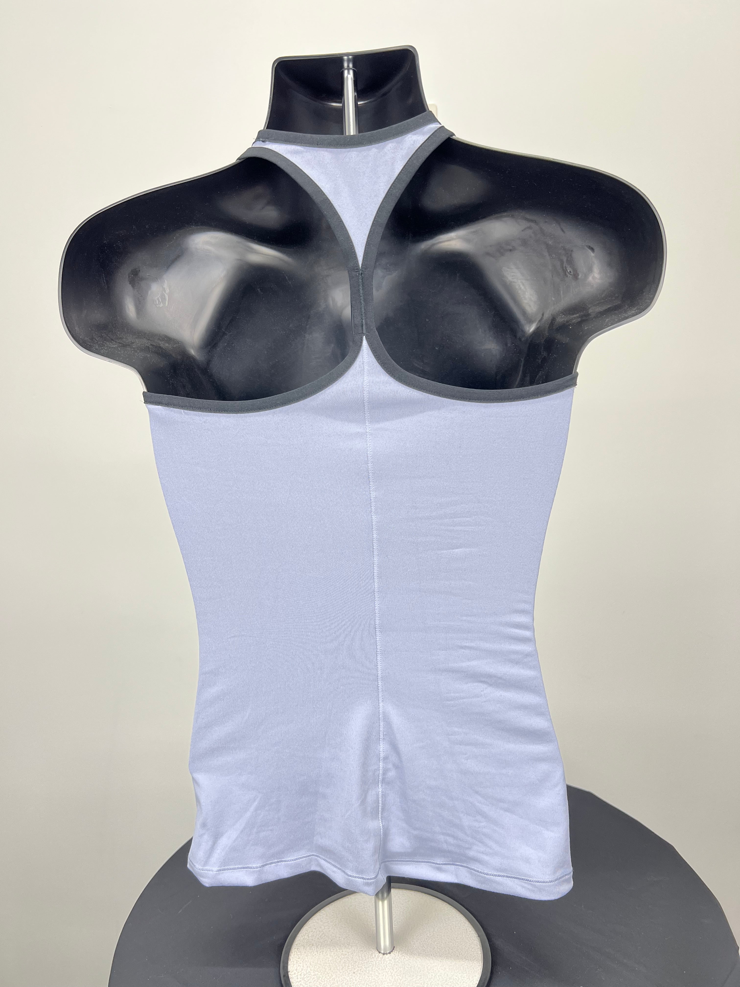 Back view of grey Reebok x Les Mills vest top showing racerback design