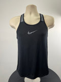 Front view of black Nike Dri-FIT vest with grey Nike swoosh logo