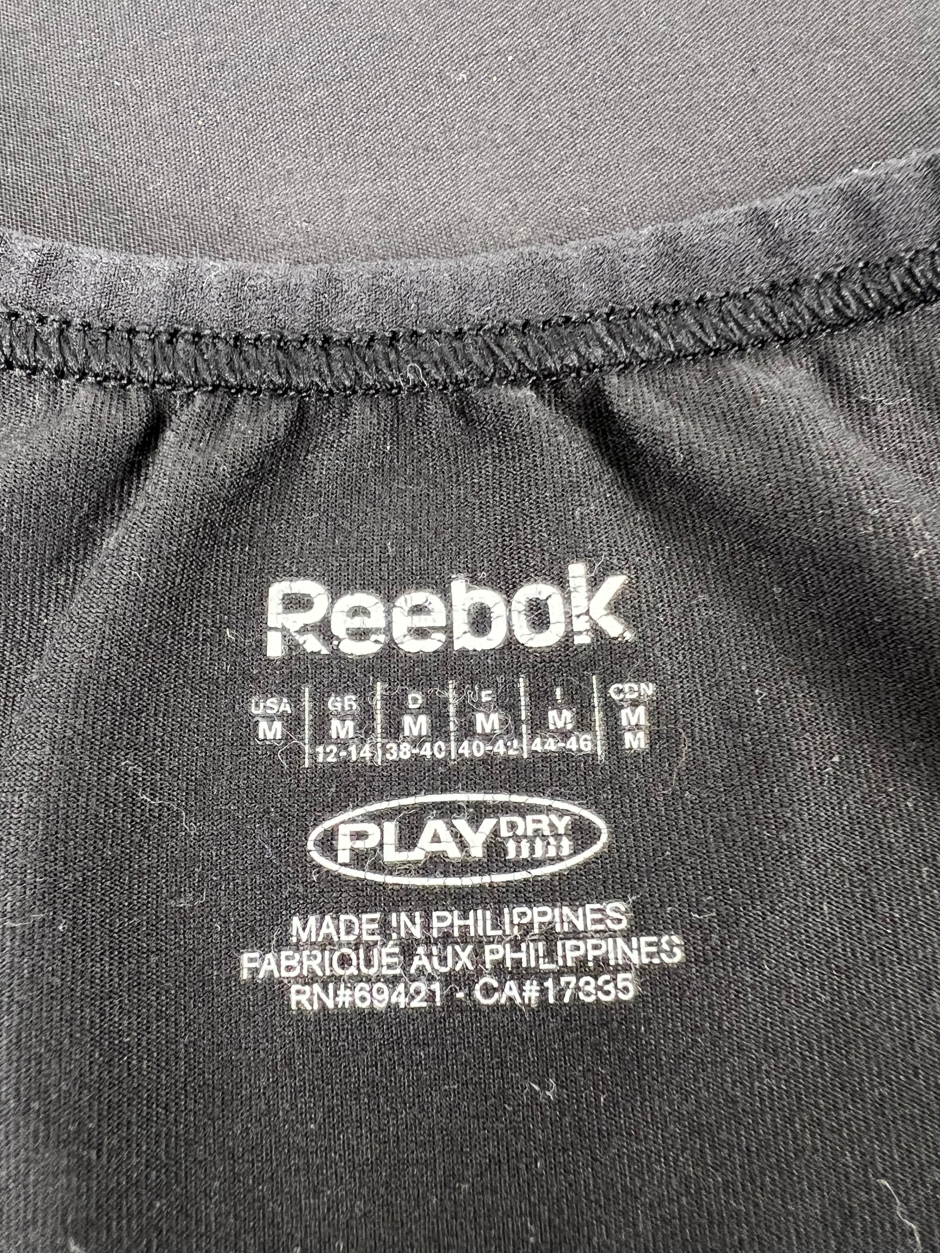 Close-up of internal label showing Reebok PlayDry technology and size information