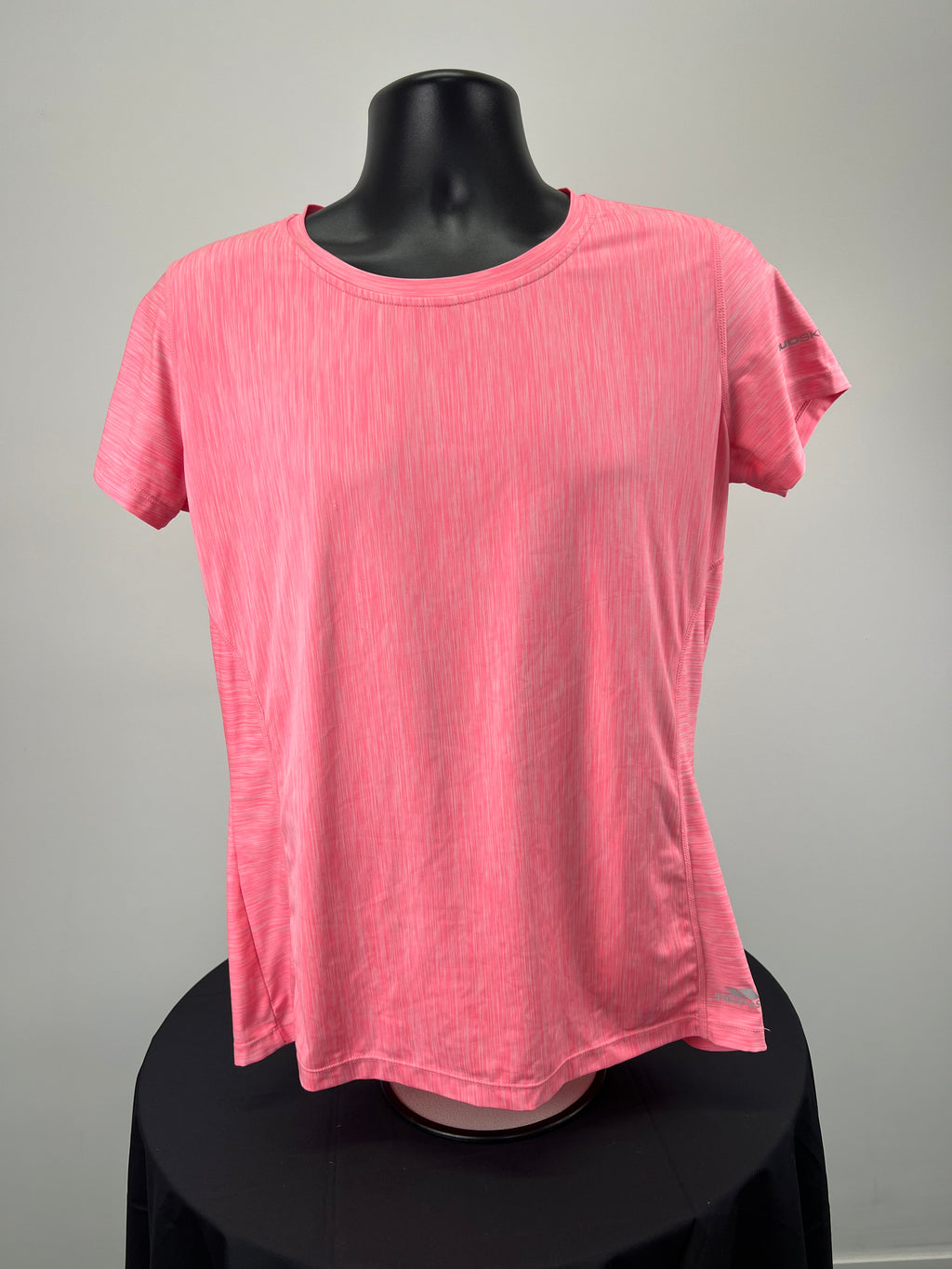 Front view of Trespass Duoskin pink t-shirt on black mannequin