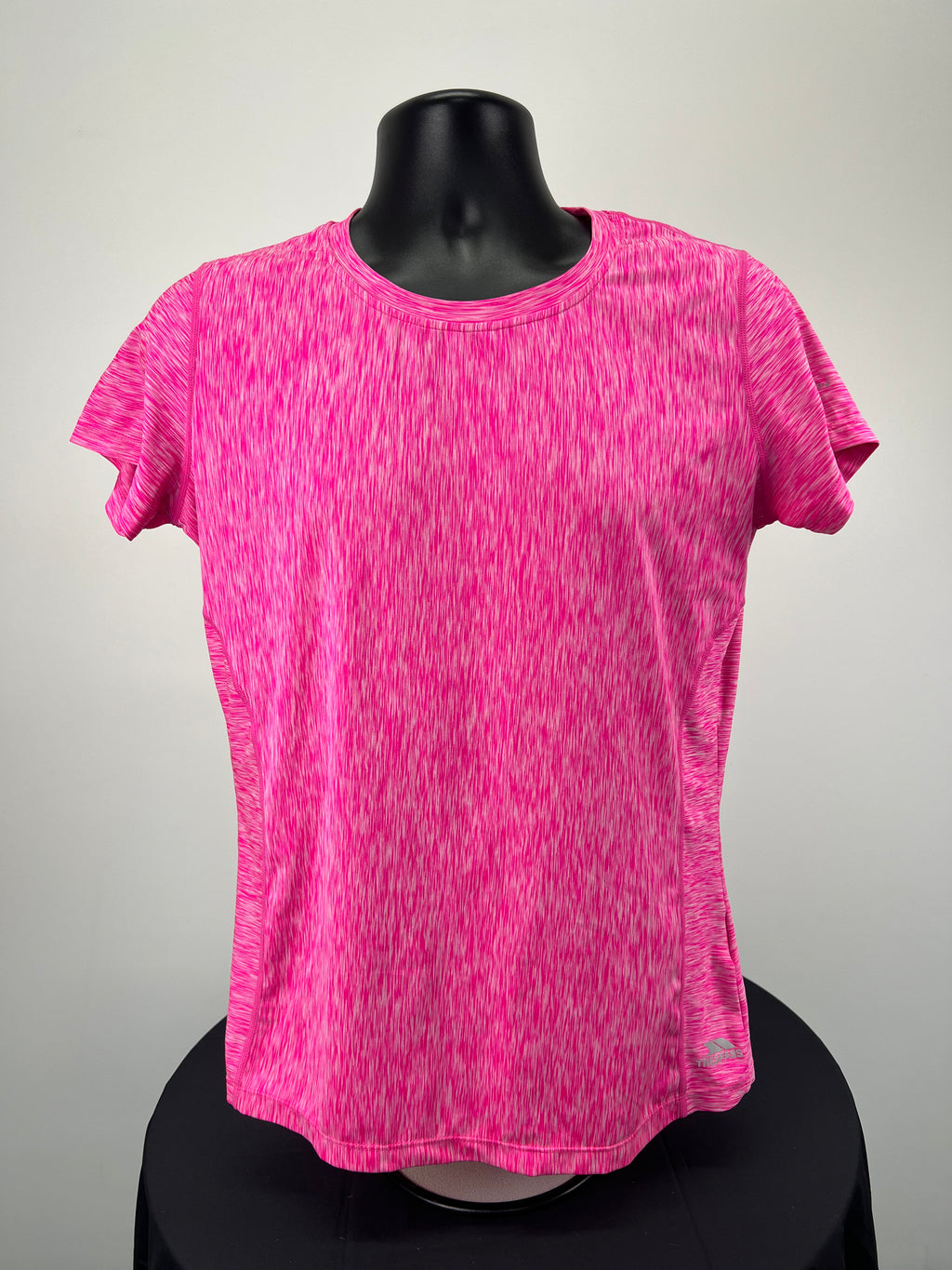 Front view of Trespass Duoskin pink short sleeve performance T-shirt on a black mannequin