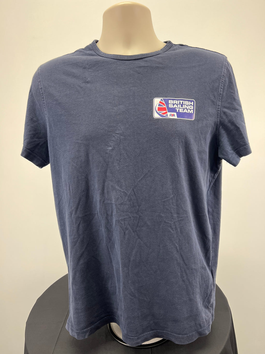 Navy British Sailing Team t-shirt front view with logo on chest