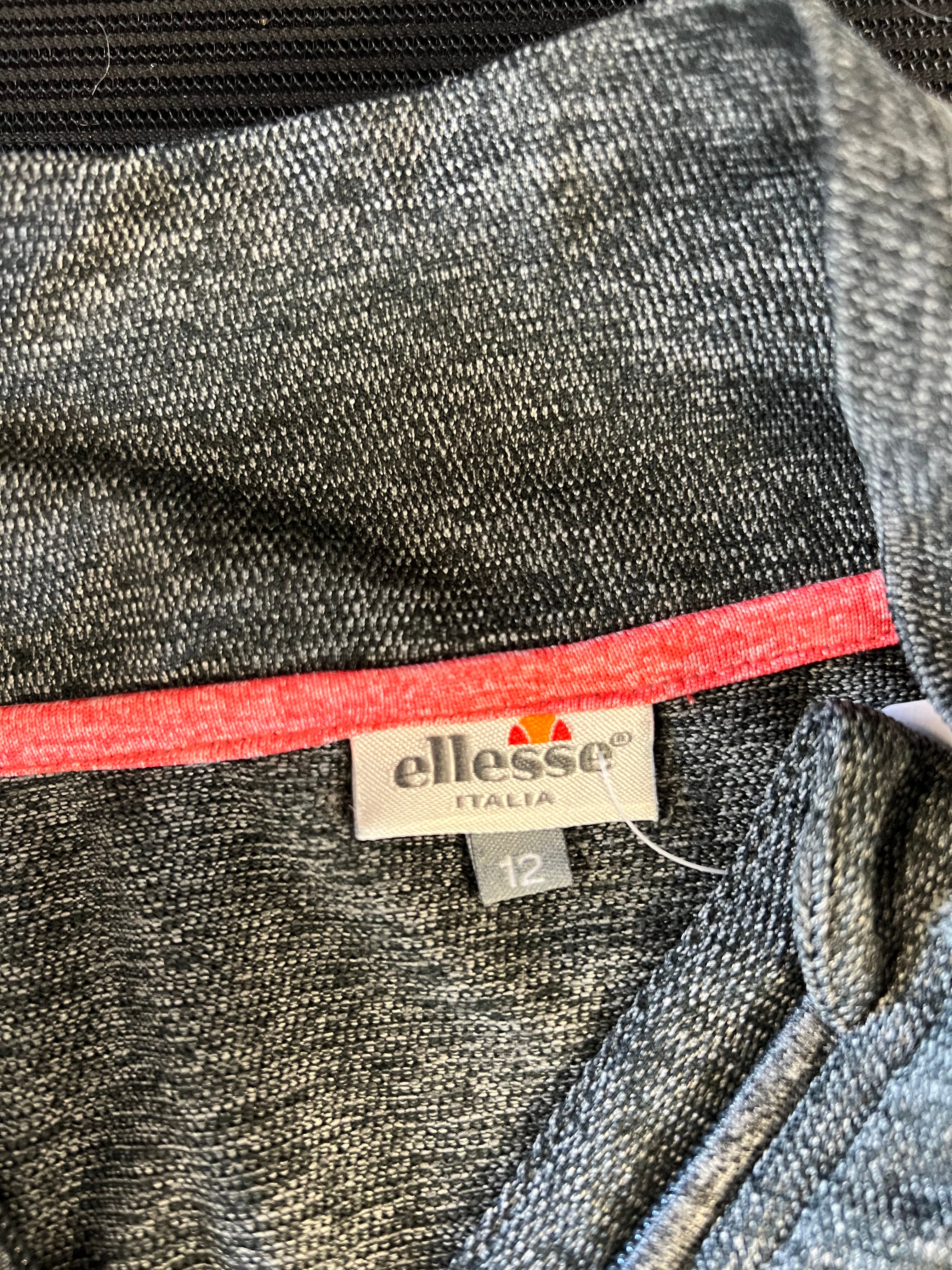 Close-up image of the Ellesse Italia brand label inside the grey heathered jacket, size 12