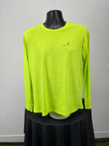 Front view of neon yellow Ronhill long sleeve running top on mannequin