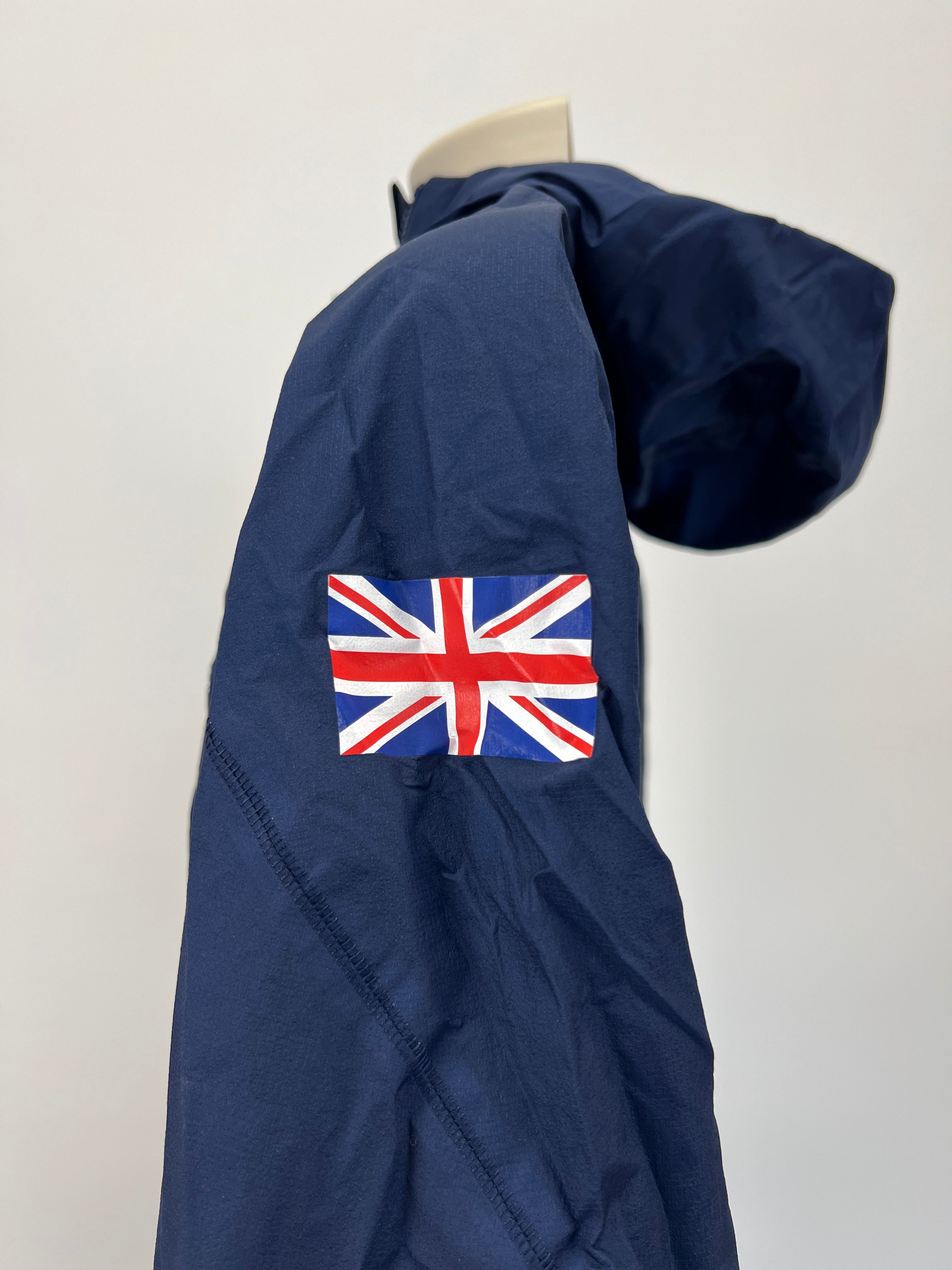 Close-up of Union Jack British flag on jacket sleeve