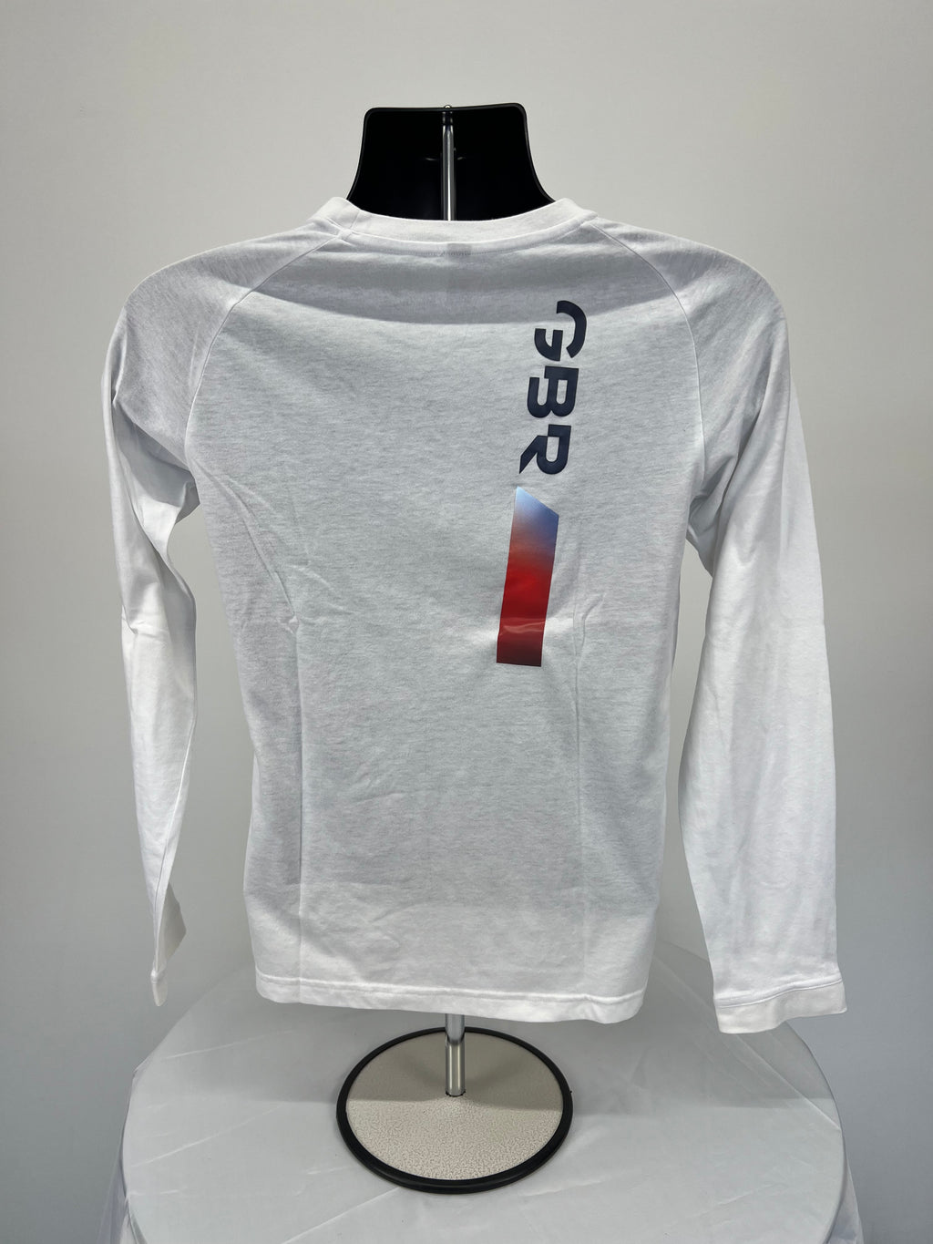 Back view showing 'GBR' and number graphic in blue and red gradient