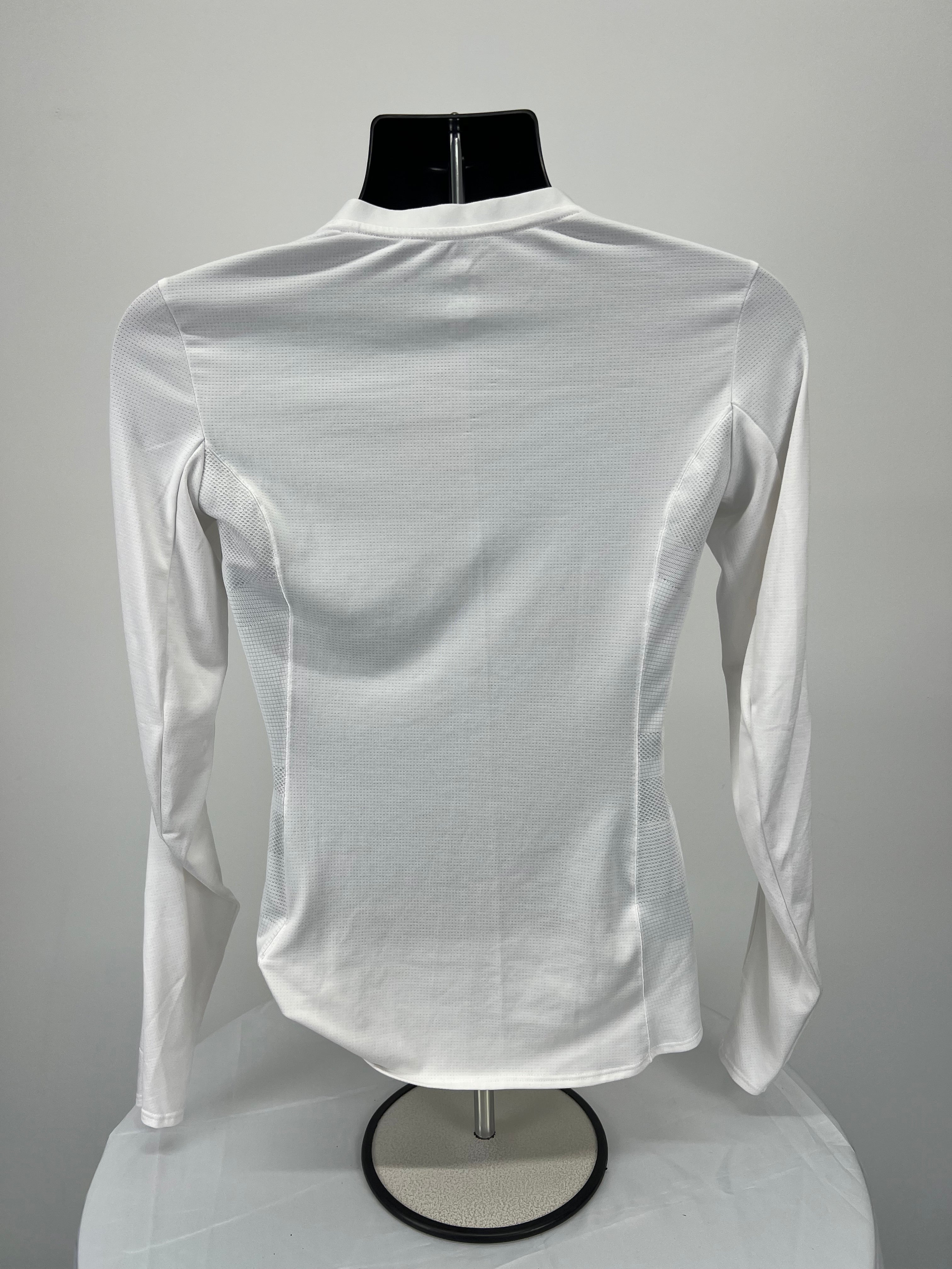 Back view of white adidas Team GB PyeongChang 2018 women's long sleeve top showing clean design
