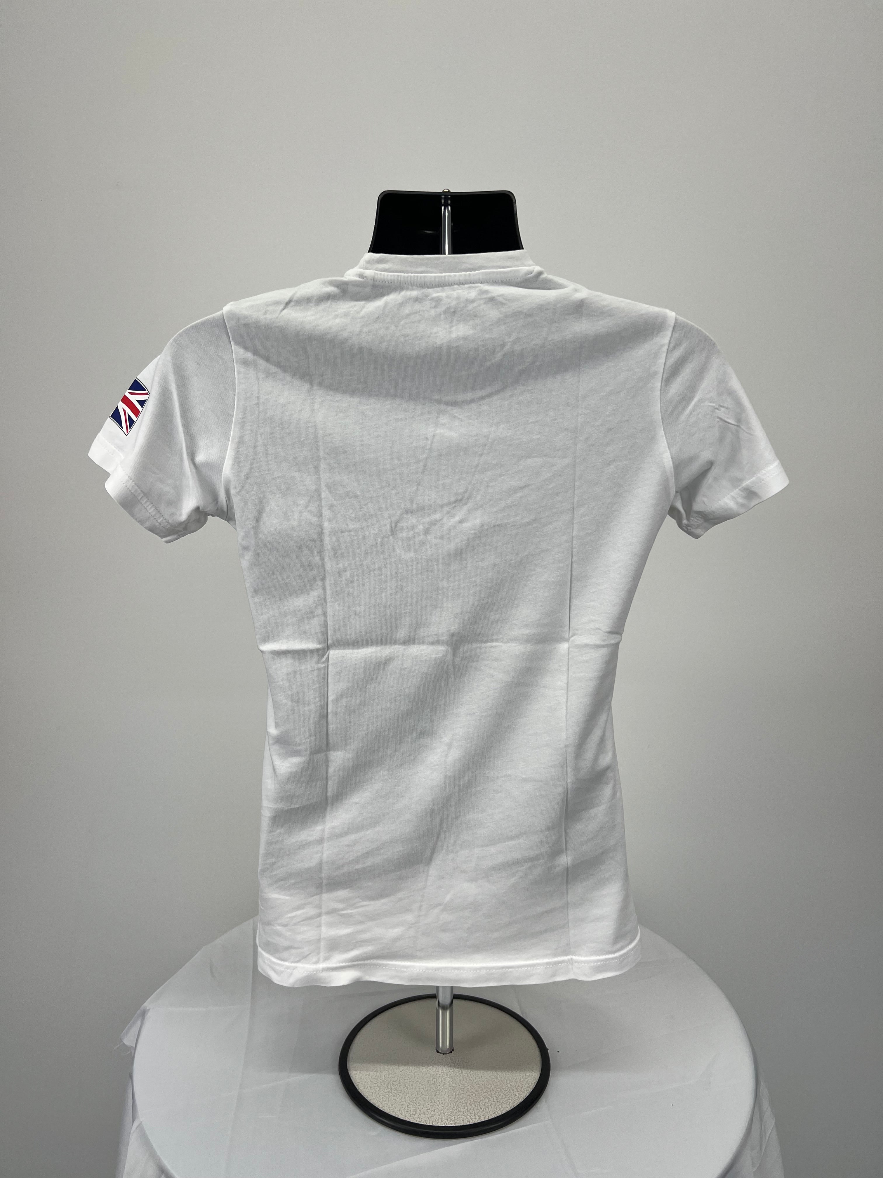 Back view of Adidas Team GB Tokyo 2020 women's white T-shirt plain back