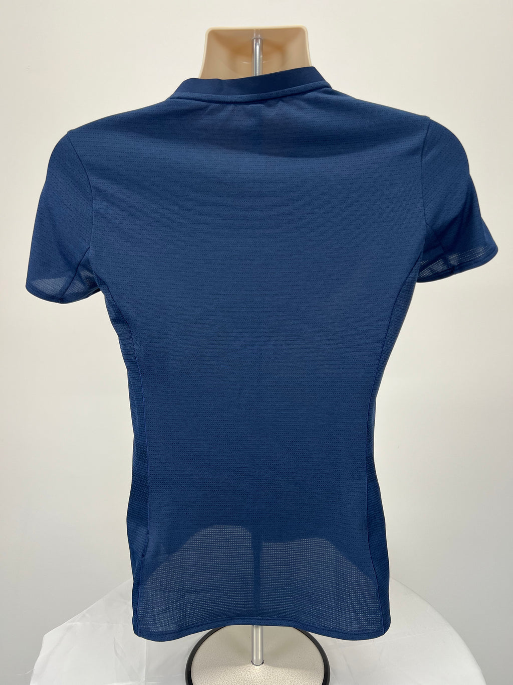 Back view of Adidas Team GB PyeongChang 2018 women's navy blue performance t-shirt showing fabric texture