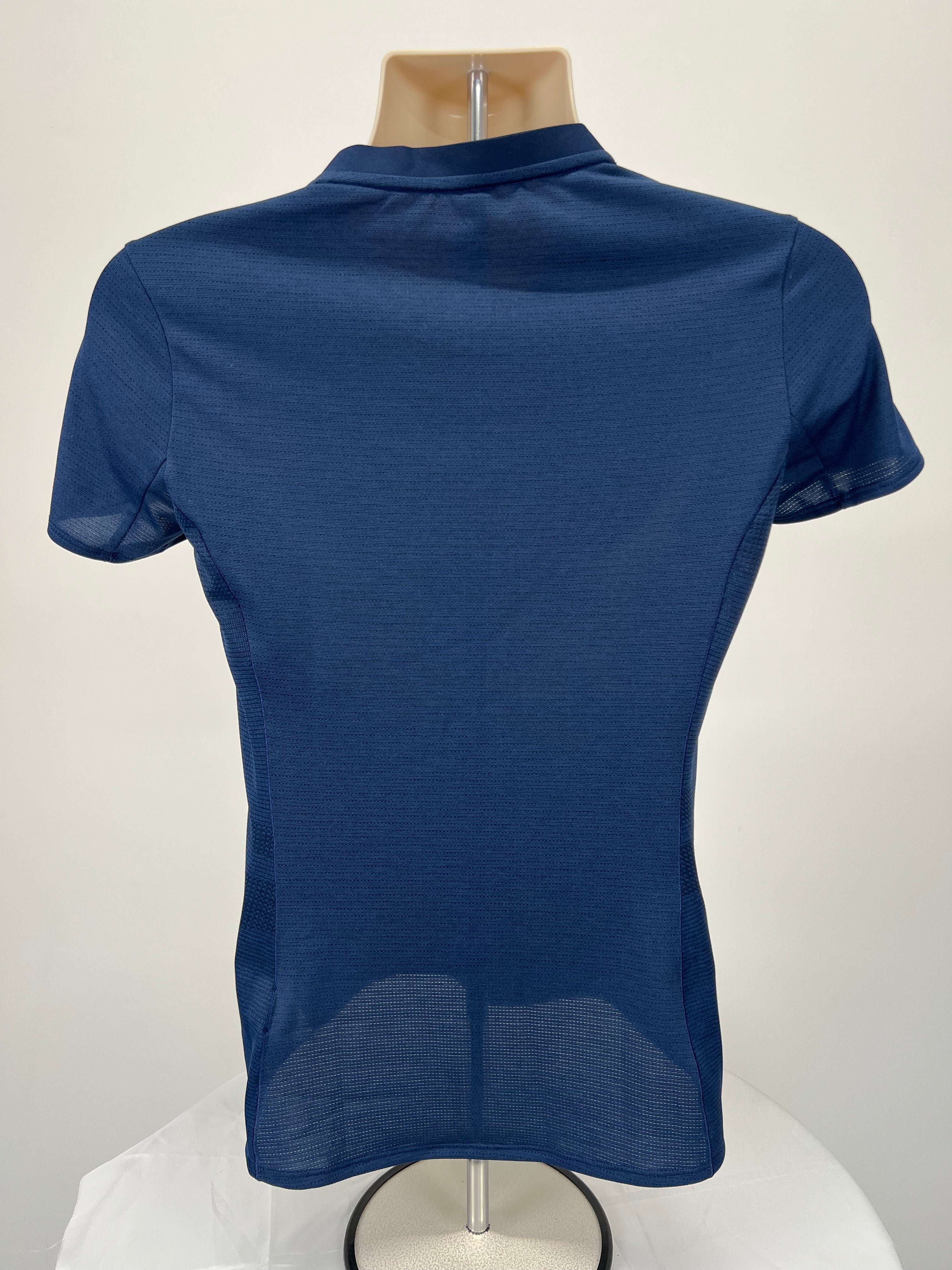 Back view of Adidas Team GB PyeongChang 2018 women's navy blue performance t-shirt showing fabric texture
