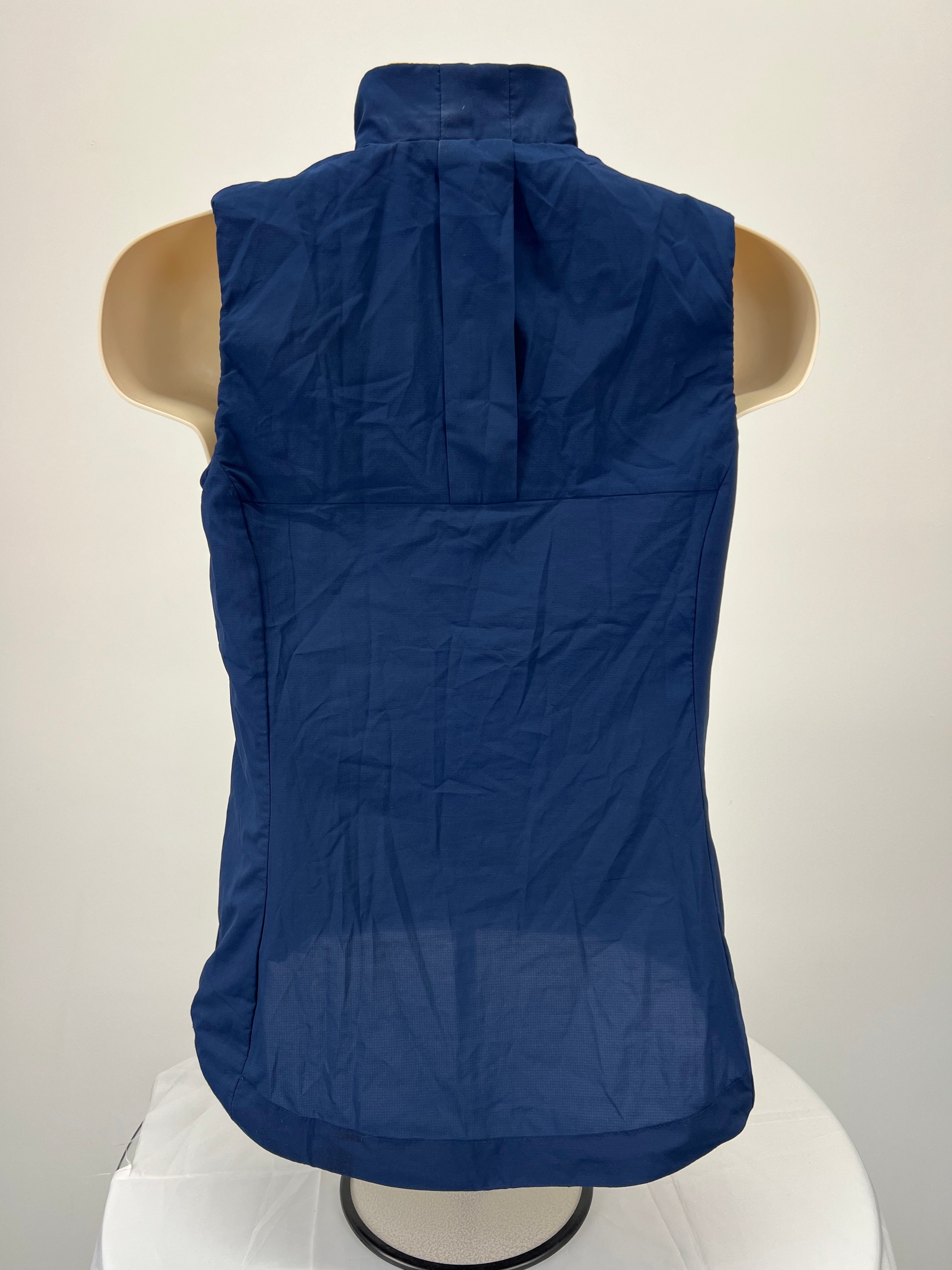 Back view of women's Adidas Team GB navy blue gilet