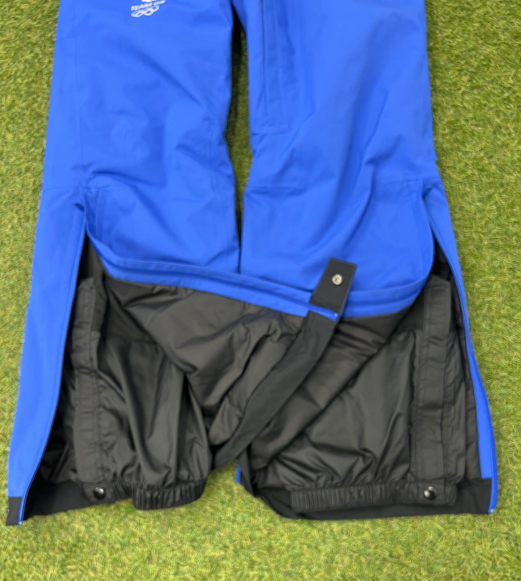 Close-up of the inside fleece lining and leg zips of adidas snow trousers