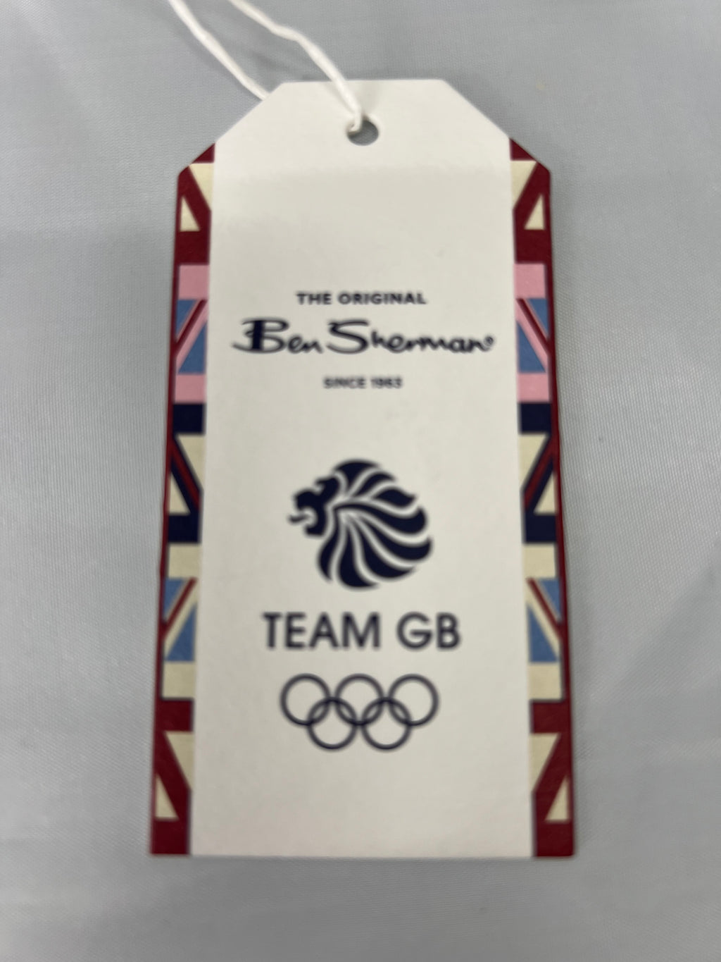 Close-up of Ben Sherman Team GB official tag with Olympic rings logo