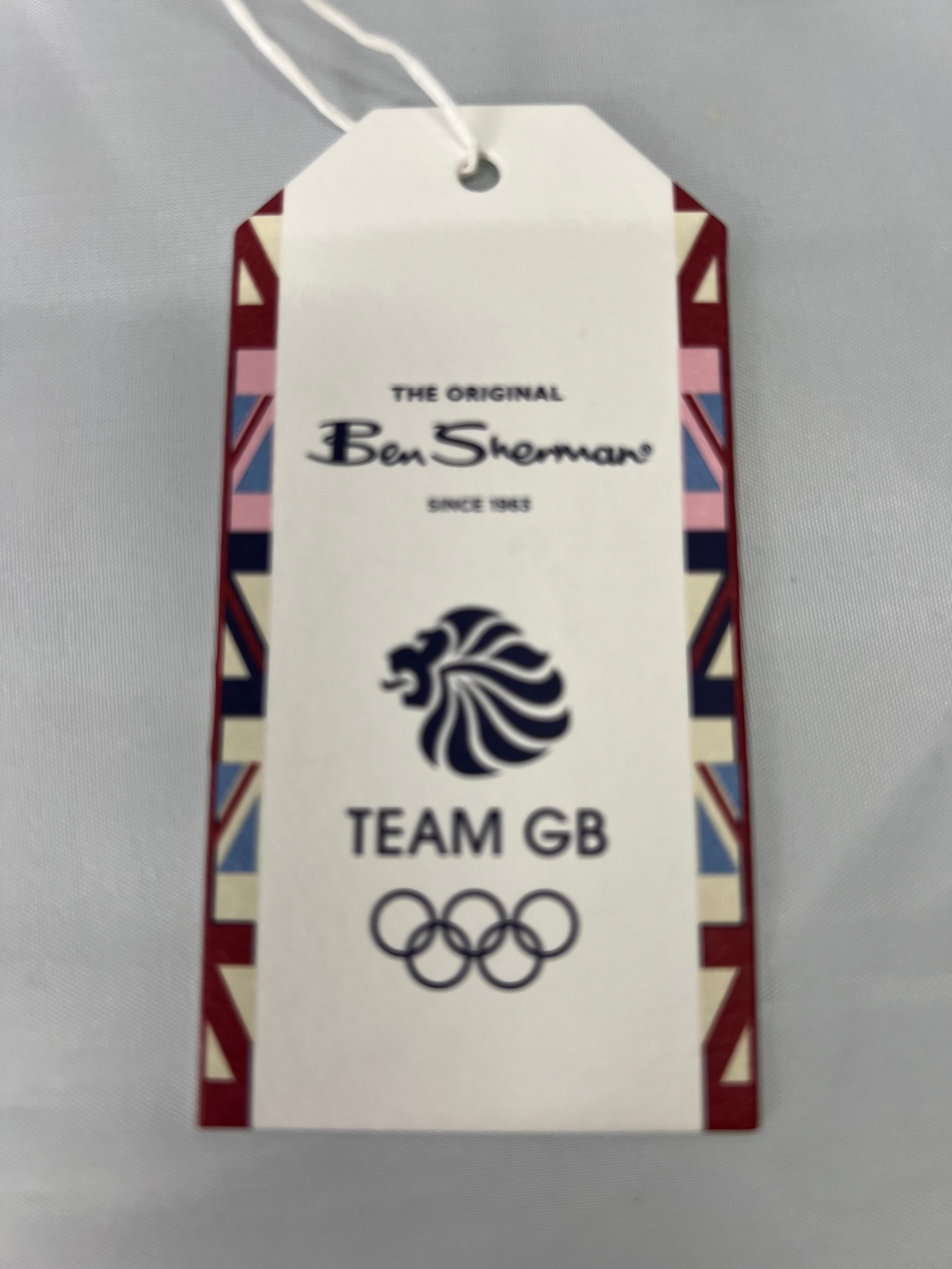 Close-up of Ben Sherman Team GB official tag with Olympic rings logo