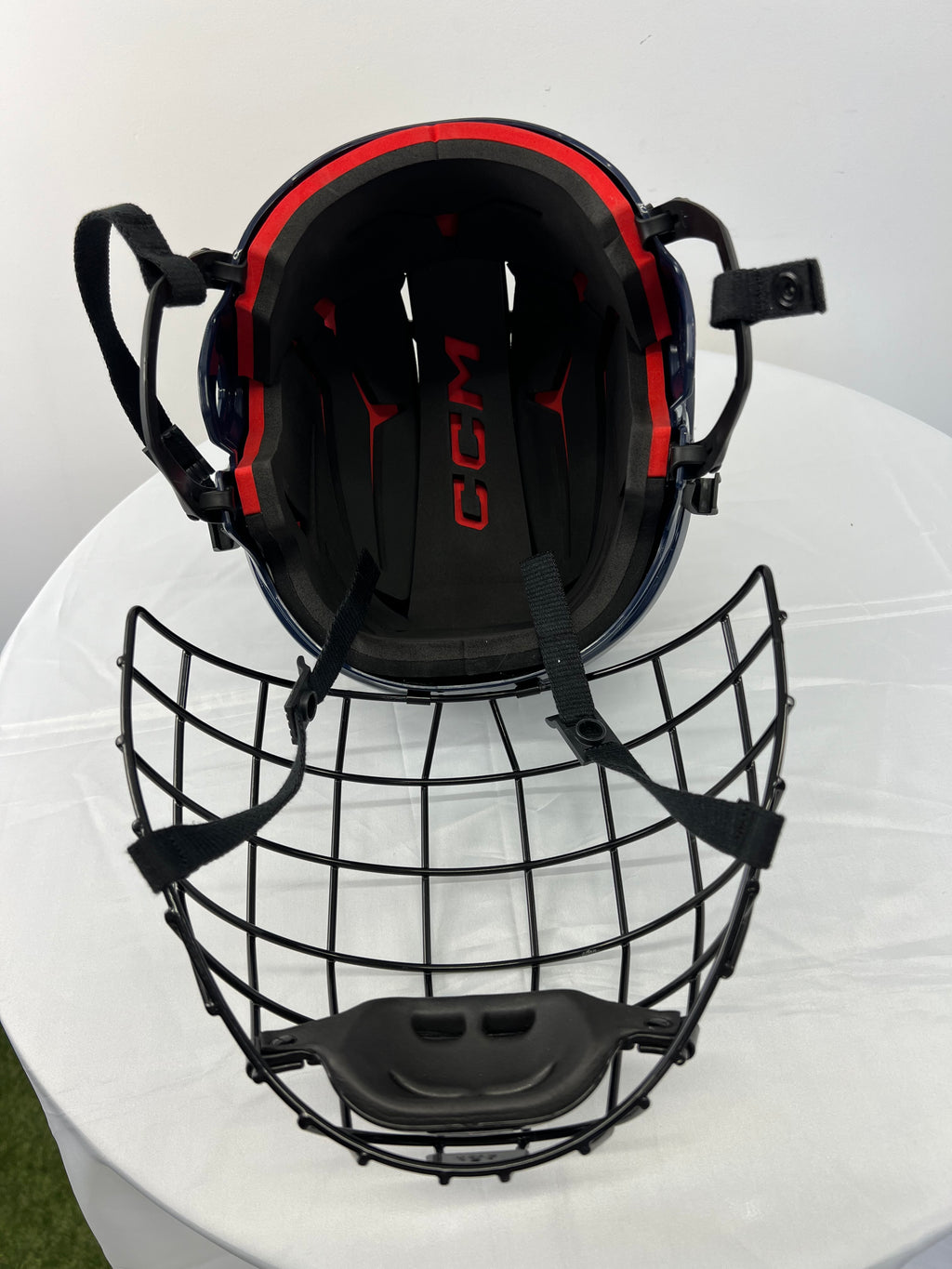 Close-up of HECC certification sticker valid to end of 2030 on helmet