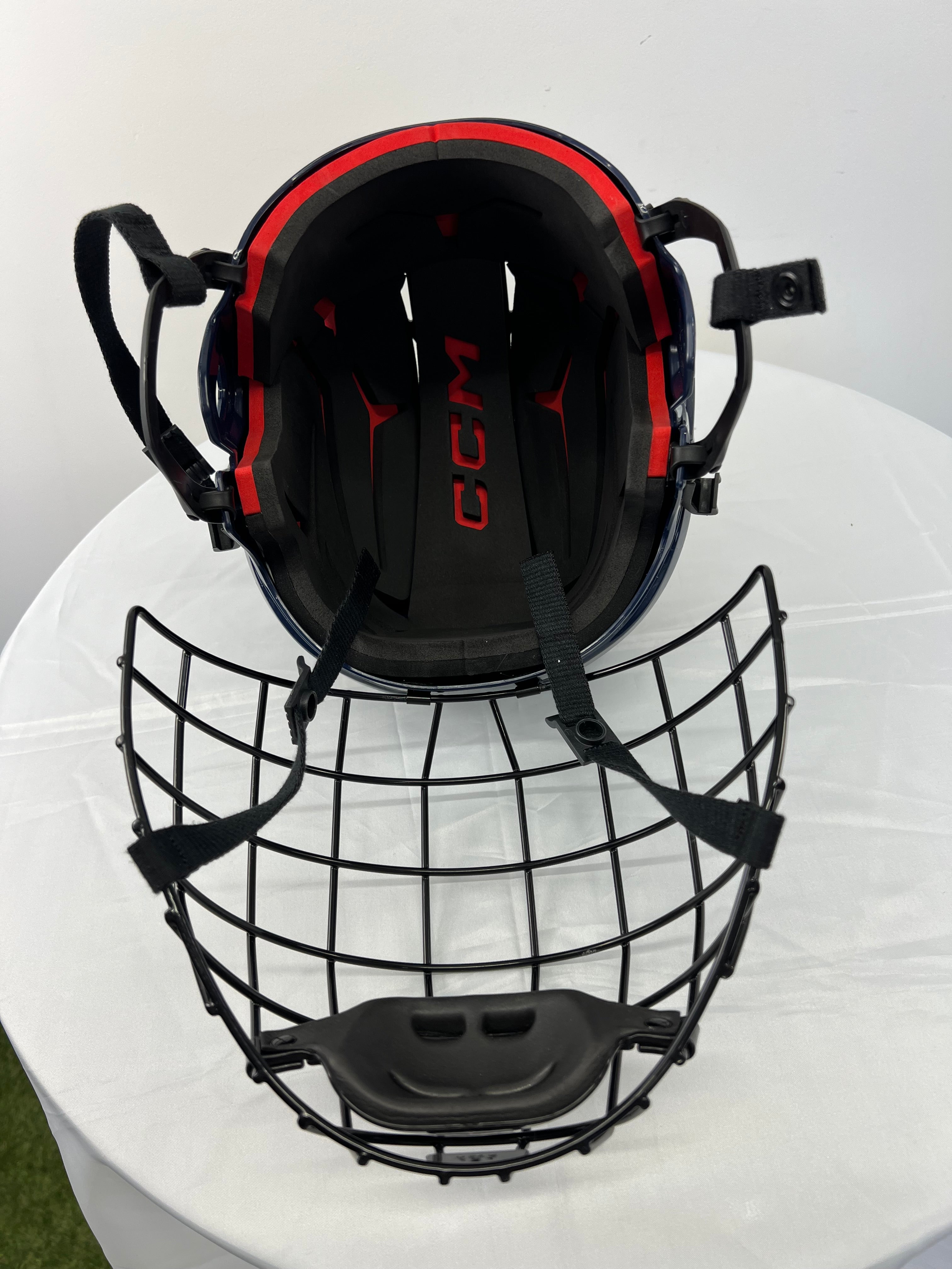 Close-up of HECC certification sticker valid to end of 2030 on helmet