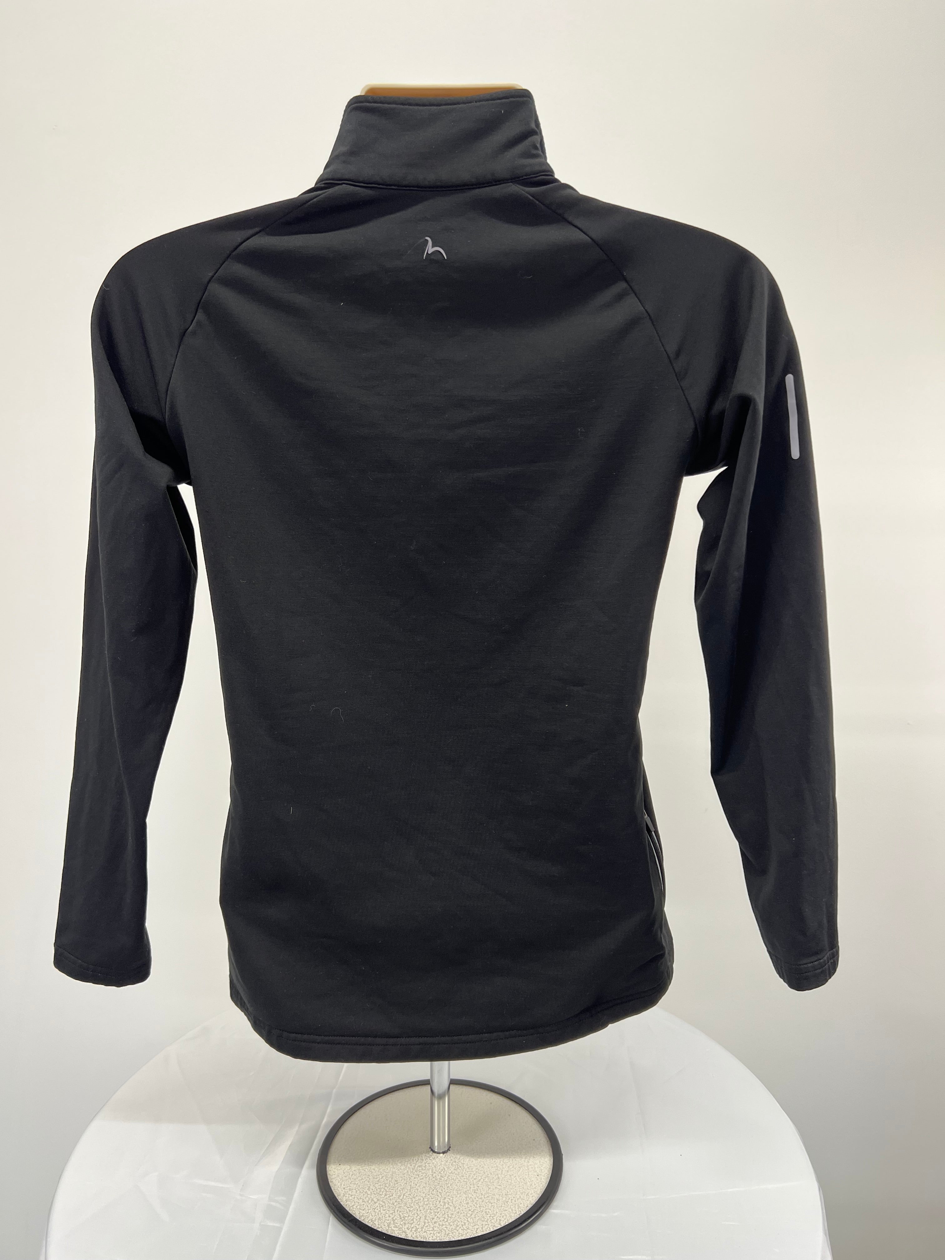 Back view of Moremile women's long sleeve half zip top showing sleek design and reflective logo