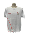 Front view of white Kukri England Commonwealth Games Gold Coast 2018 t-shirt with red logo and design lines