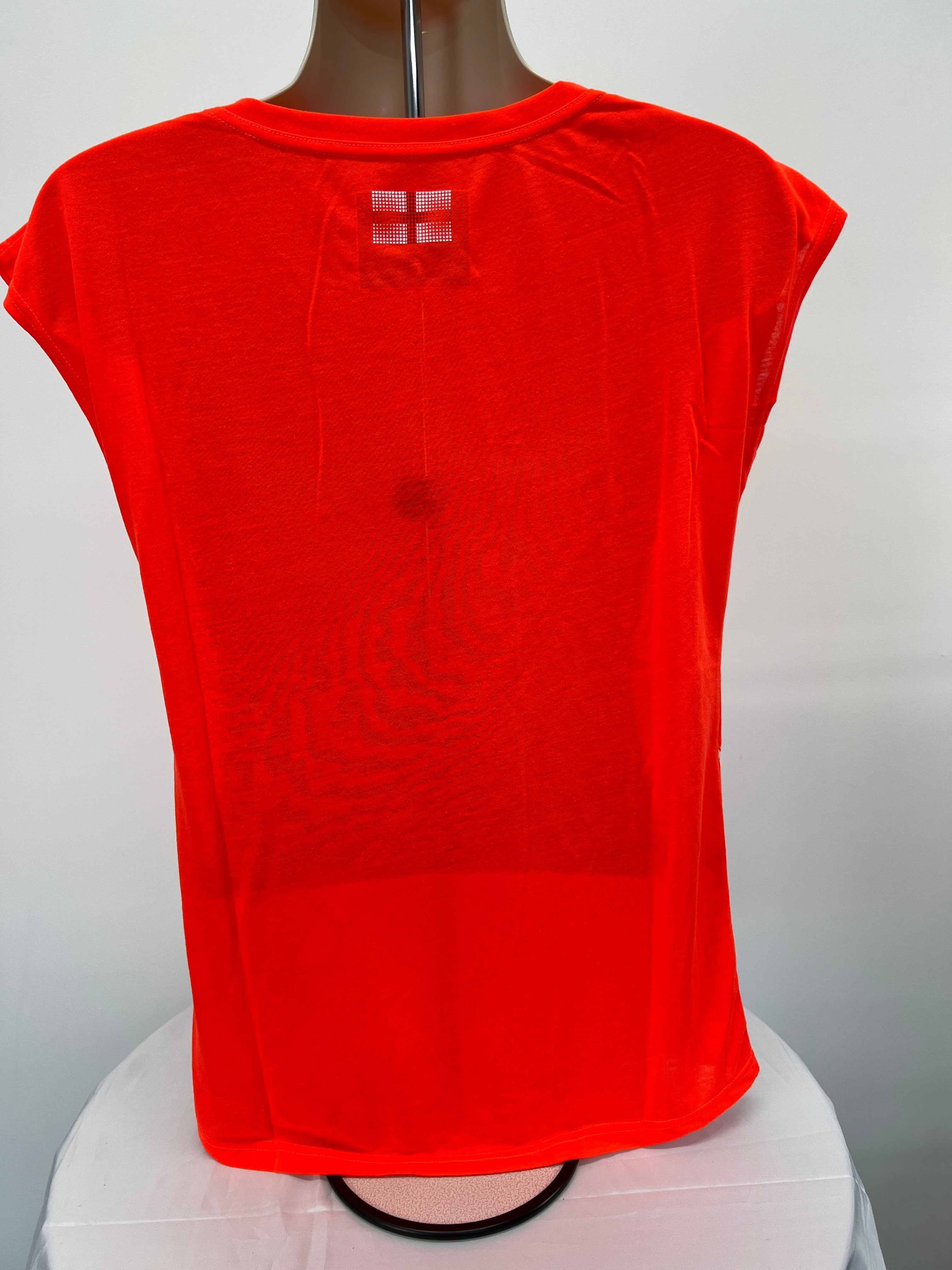Back view of red Kukri England Commonwealth Games Gold Coast 2018 T-shirt showing English flag detail