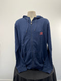 Umbro Diamond ZT hoodie in indigo blue with front zipper and hood on mannequin