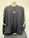 Front view of Umbro black sweatshirt with diamond taped sleeves and logo on chest