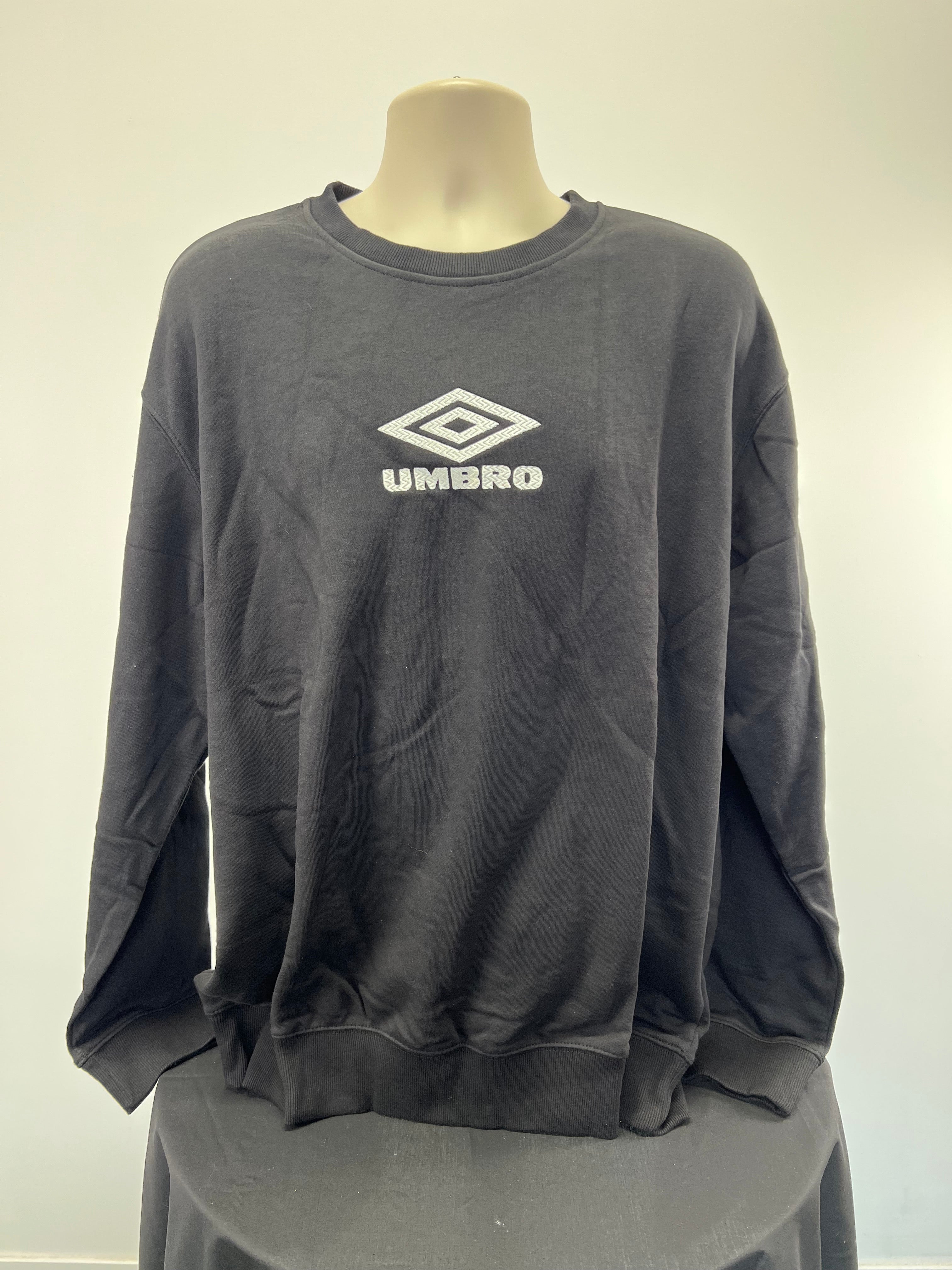 Front view of Umbro black diamond sweatshirt with embroidered logo
