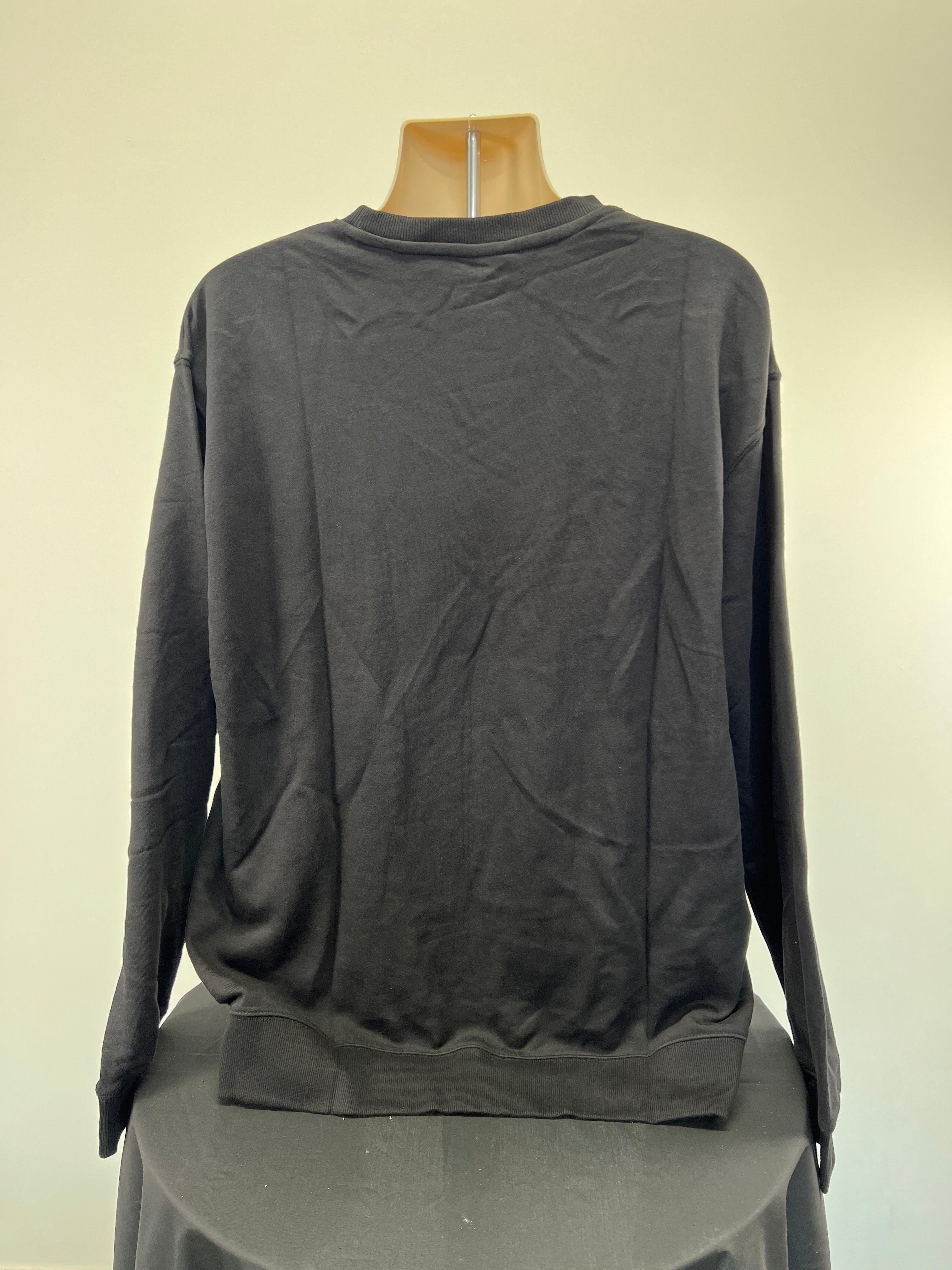Back view of black Umbro sweatshirt showing plain design