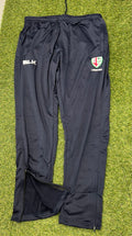 Front view of London Irish BLK black tracksuit trousers showing side pockets, elastic waistband and zipped vents