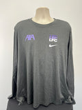 Front view of men's grey Nike Liverpool FC long sleeve training top with purple and white logos