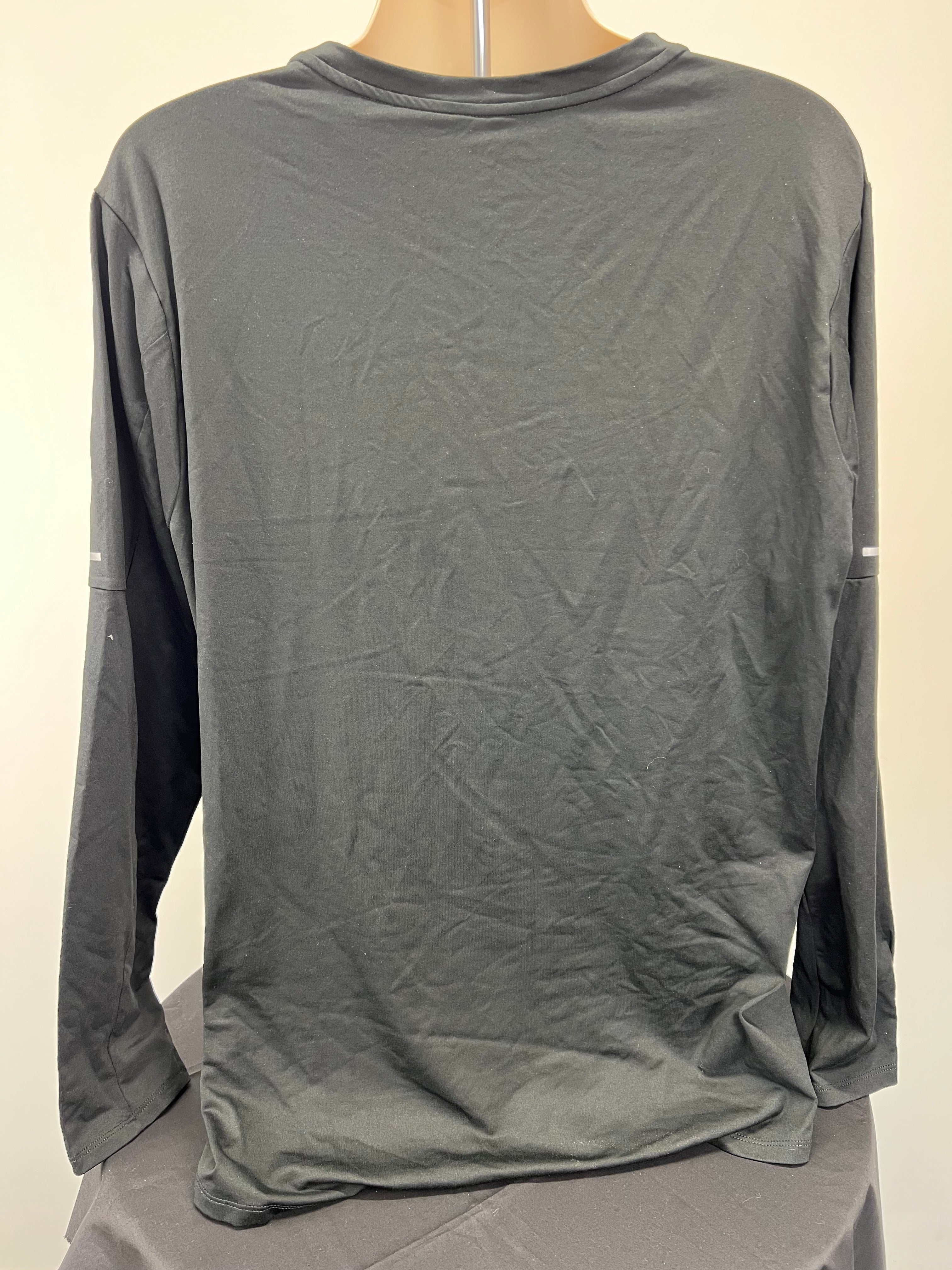 Back view of black Nike Liverpool FC long sleeve training top showing plain design