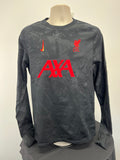 Front view of Nike Liverpool FC long sleeve training top with red logos and subtle dark pattern