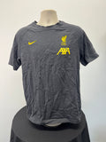 Liverpool FC grey Nike t-shirt with yellow club crest and AXA sponsor logo on front