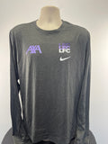 Front view of Liverpool FC long sleeve shirt in dark grey with AXA, Liverpool FC, and Nike logos
