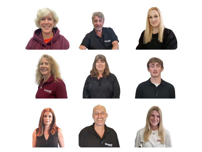 Grid of nine headshots of people with a white background