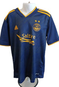 Front view of Adidas Aberdeen FC navy football shirt with yellow accents and logos