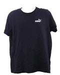 A black Men's Puma Short Sleeved T-Shirt with the white Puma logo is displayed on a ghost mannequin against a clean, solid white background.