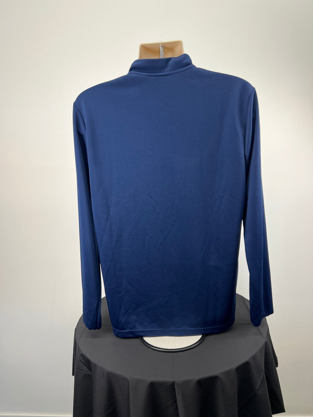 Back view of adidas dark blue 1/2 zip top, size L