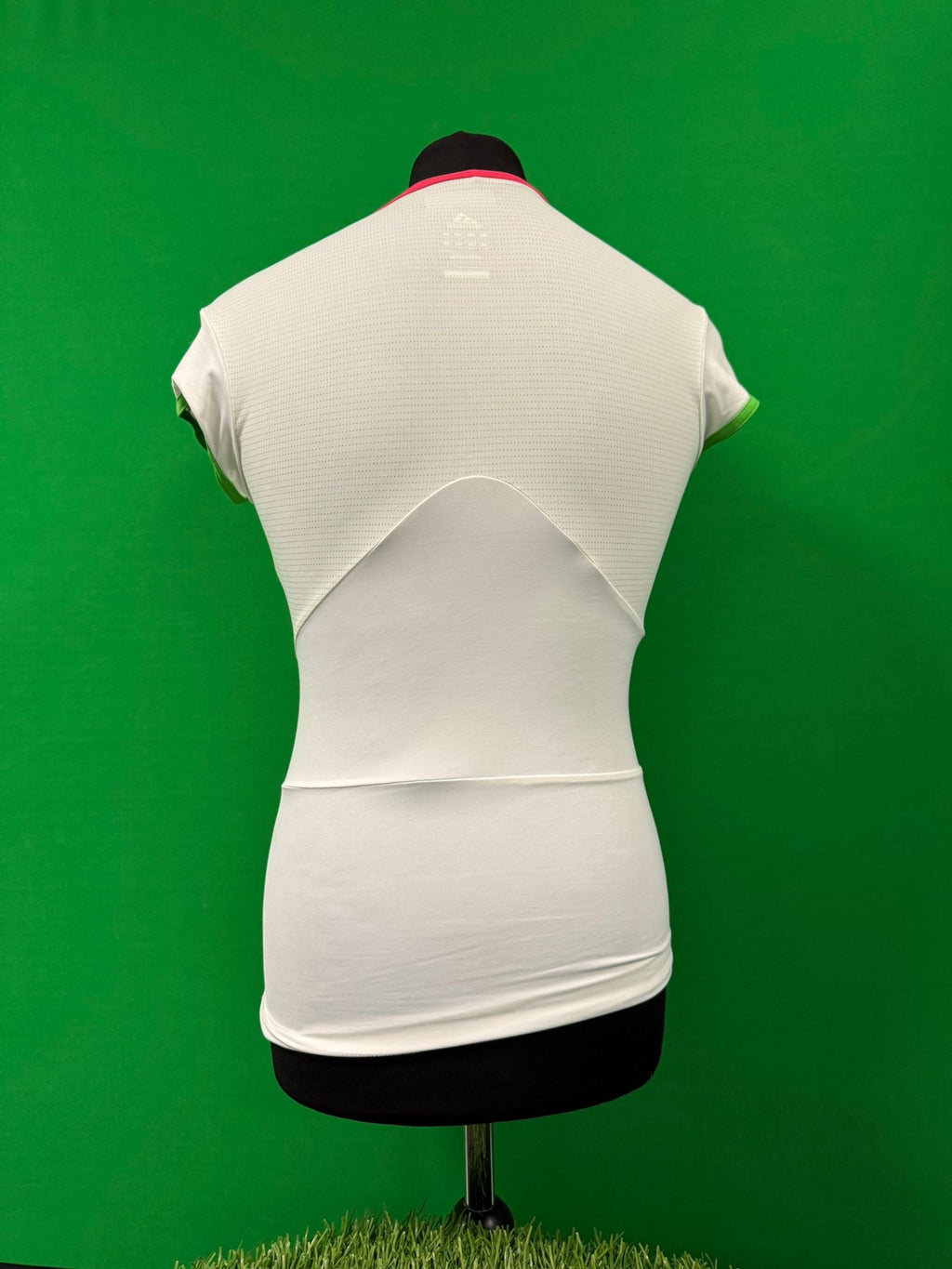 Back view of Adidas Barricade women's tennis top showing mesh panel and fitted design