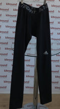 Front view of adidas black Techfit base layer leggings with logo