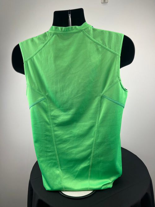 Back view of green adidas Climalite running vest, size medium