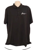 Front view of adidas Performance Primegreen black polo shirt 2XL with International Series Morocco logo