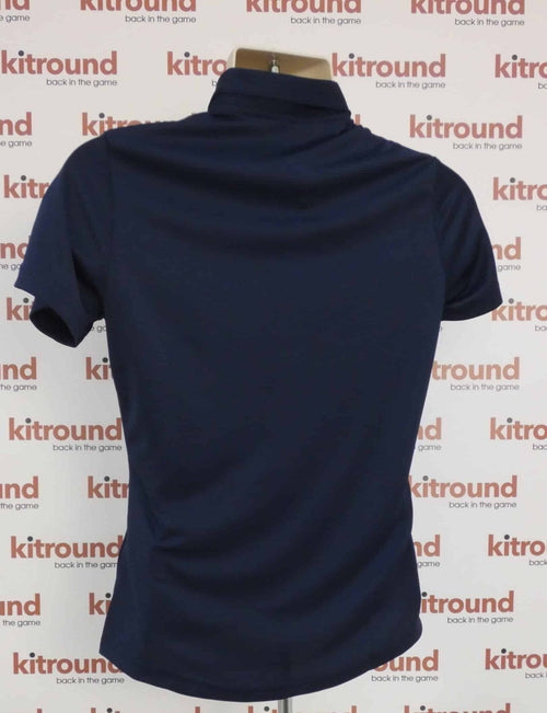 Back view of adidas Performance navy short sleeve polo shirt