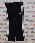 Black Adidas Essentials sports leggings with white stripes and logo