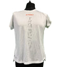 Back view of adidas Terrex white lightweight sports T-shirt with red and grey branding