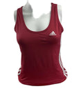 Front view of adidas pink sports vest with white stripes