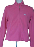 Front view of pink adidas Clima365 full zip sports jacket on mannequin