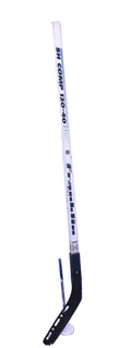 Adults Franklin SH Comp 120-40 ice hockey stick with white shaft and black blade standing on display