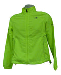Front view of adults yellow Karrimor running jacket with zip and high collar