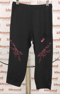 Front view of Asics Stripe Knee Tight black XS with pink stripes