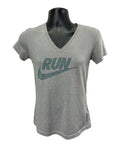 Nike Grey V-Neck Running T-Shirt XS with Front Print